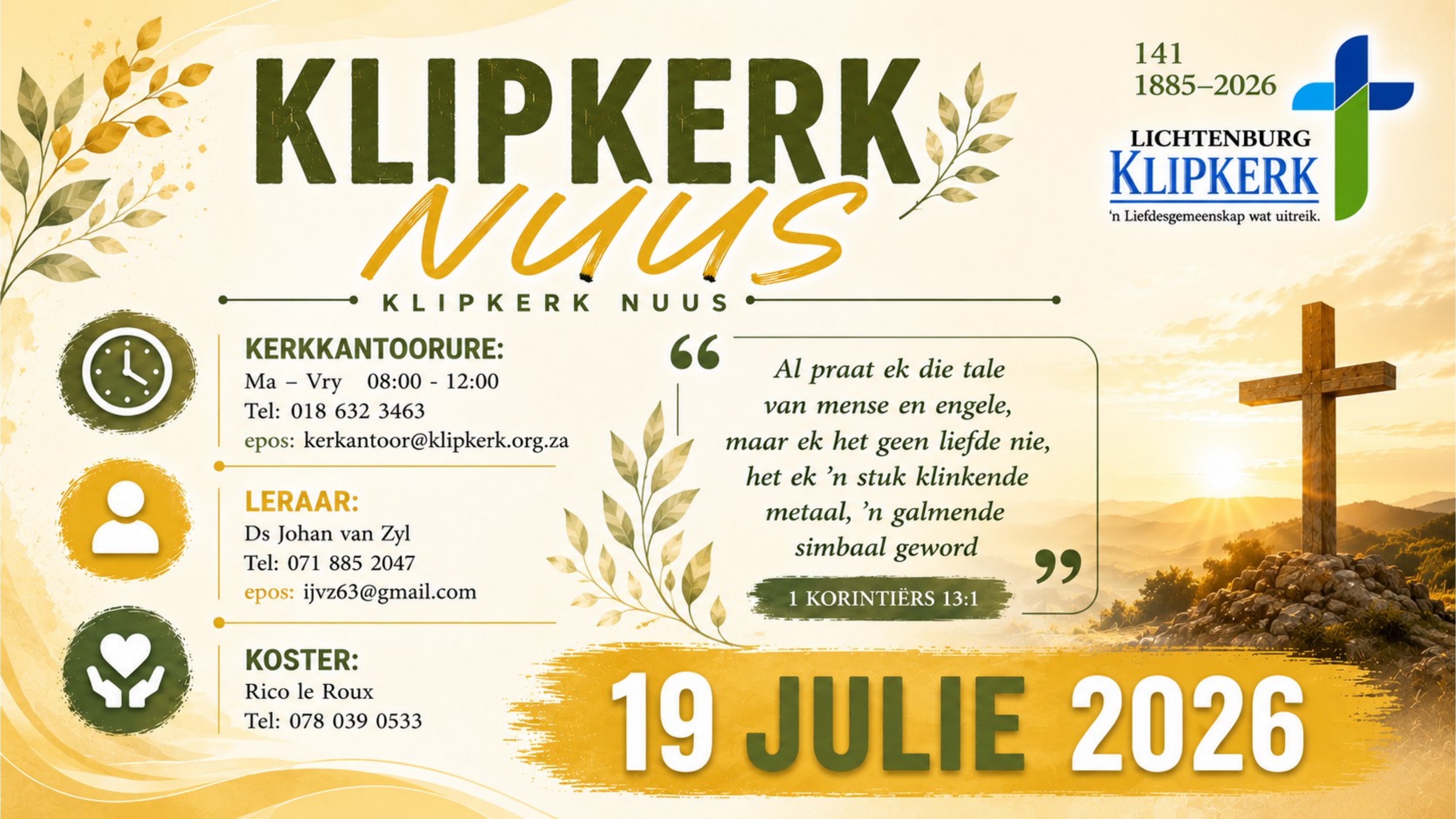 klipkerk Lichtenburg Weeknuus